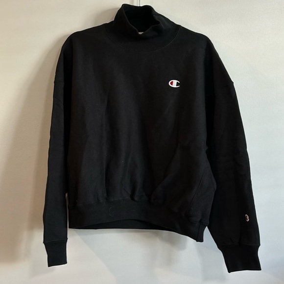 Champion Reverse Weave Crop Black Mock Neck - Picture 2 of 7